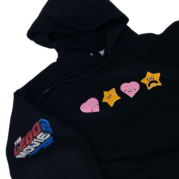 Hoodie Sweatshirt Champion Size L Lego 2 Movie Collab Black Unisex - Picture 3 of 13